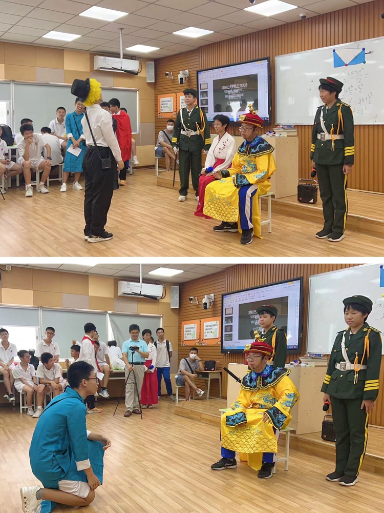 图1-初二（24）班的同学表演话剧《金三角》.jpg