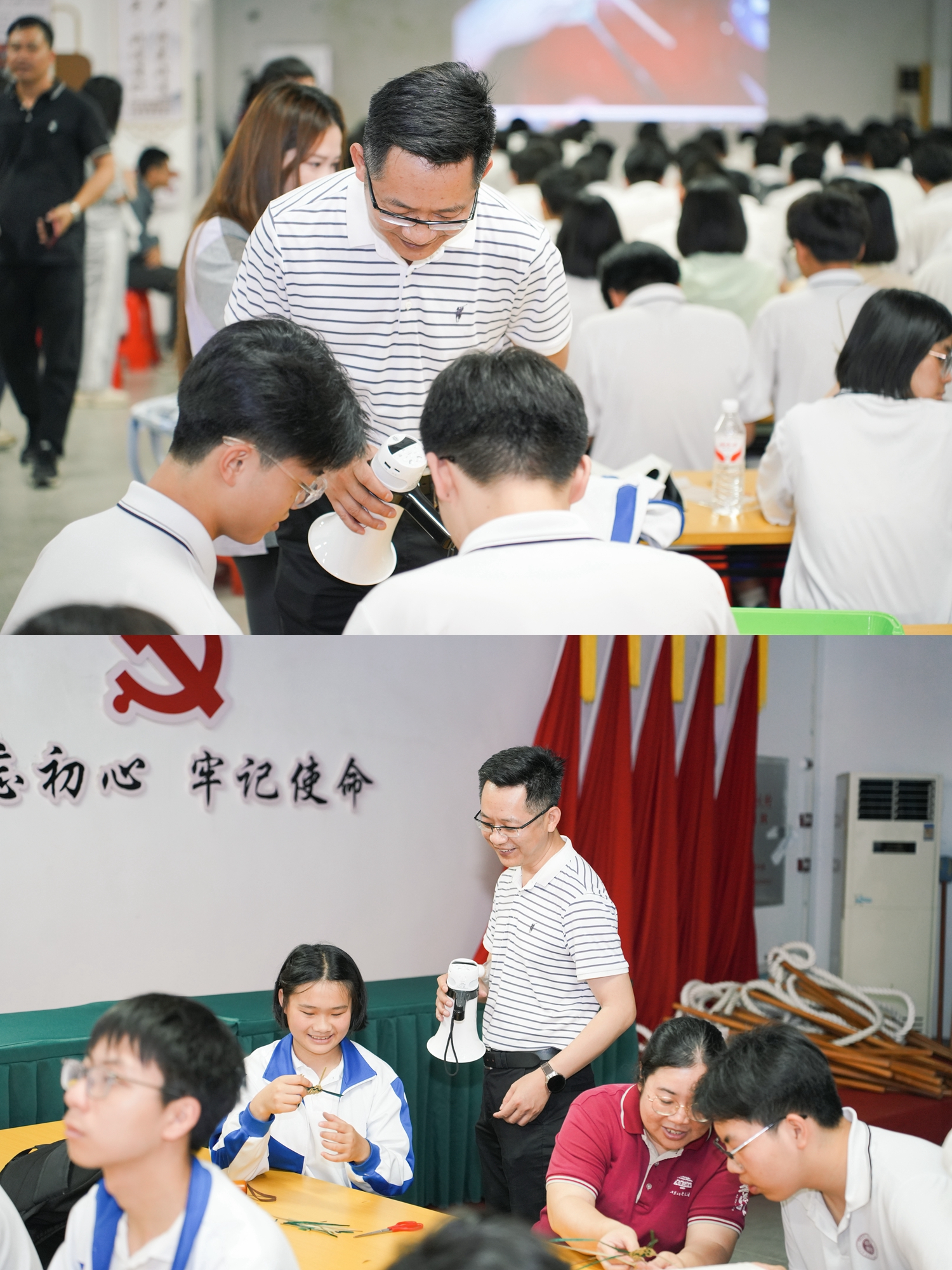 1776164369522095.jpg 图8 学校领导、老师与同学们共同体验非遗文化.JPG