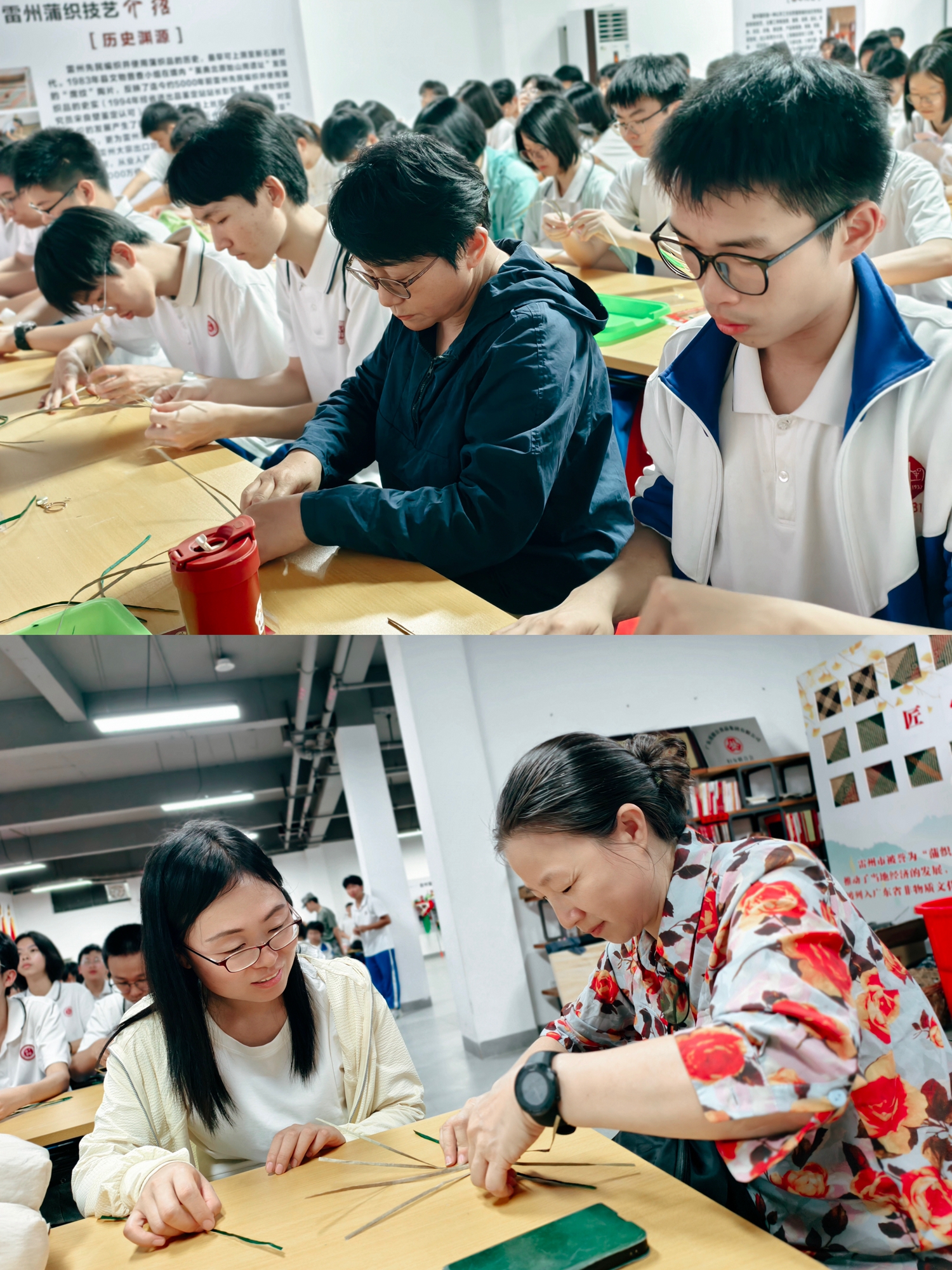 图9 学校领导、老师与同学们共同体验非遗文化.JPG